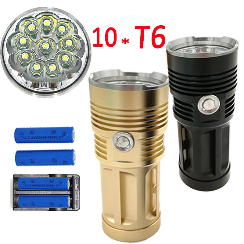 5 Modes 10x XM-L T6 LED Flashlight 10000LM Tactical lanterna Torch Lamp +4x 18650 Battery +Charger Night Light Outdoor Camping
5 Modes 10x XM-L T6 LED Flashlight 10000LM Tactical lanterna Torch Lamp +4x 18650 Battery +Charger Night Light Outdoor Camping