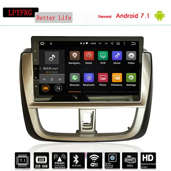 Android 7 1 RAM 2G сенсорный экран автомобильный DVD GPS навигация мультимедийный плеер для
