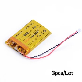 3pcs/Lot Easylander 602540 3.7V 600mAh Rechargeable li-Polymer Li-ion Battery For DVR RECORD MP3 MP4 TOYS GPS SPORT CAMERA
3pcs/Lot Easylander 602540 3.7V 600mAh Rechargeable li-Polymer Li-ion Battery For DVR RECORD MP3 MP4 TOYS GPS SPORT CAMERA