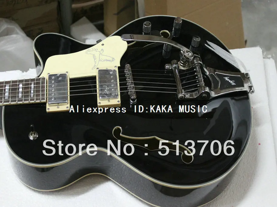 Black Custom Jazz Guitar with Bigbys New Arrival Wholesale Guitars Free Shipping
Black Custom Jazz Guitar with Bigbys New Arrival Wholesale Guitars Free Shipping