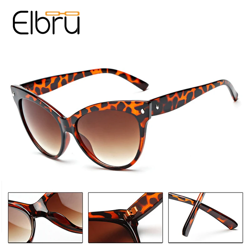Фото Женские винтажные солнцезащитные очки Elbru Классические в стиле ретро с кошачьим