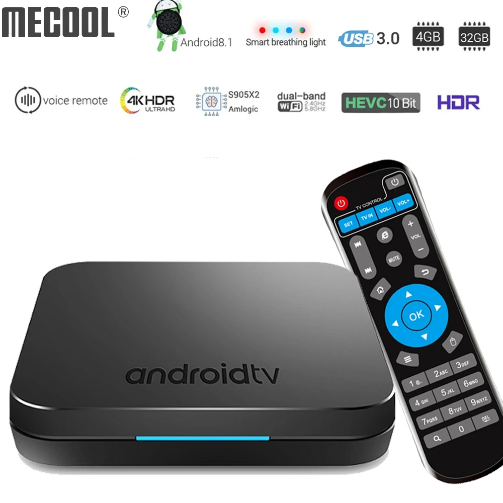 Mecool KM9 Bluetooth Android 8.1 Smart TV Box 4GB DDR4 RAM 32GB ROM 2.4GHZ/5GHZ Dual Band WiFi Set Top Box Media Player
Mecool KM9 Bluetooth Android 8.1 Smart TV Box 4GB DDR4 RAM 32GB ROM 2.4GHZ/5GHZ Dual Band WiFi Set Top Box Media Player