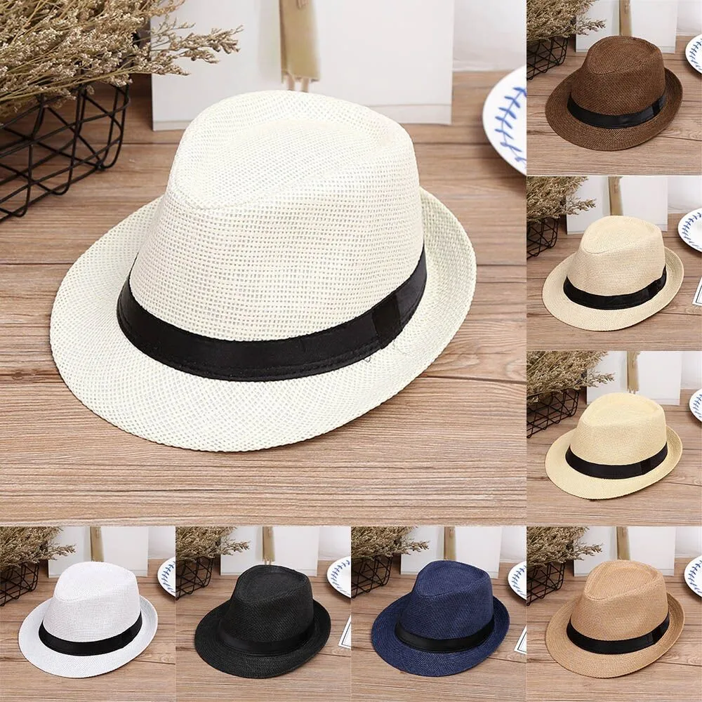 Leisure Unisex Beach Staw Sun Hats Stylish Women Men Panama Jazz Hats Cowboy Gangster Cap with Black Belt 2019 Hot Sales Caps
Leisure Unisex Beach Staw Sun Hats Stylish Women Men Panama Jazz Hats Cowboy Gangster Cap with Black Belt 2019 Hot Sales Caps