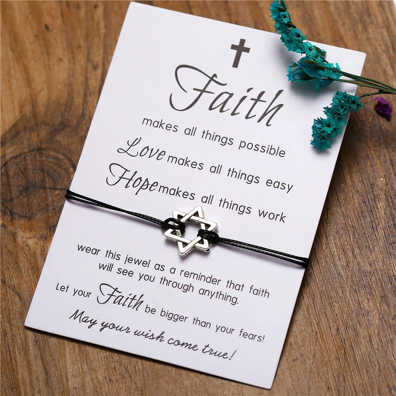 Faith Makes All Things Possible Six-pointed Star Bracelet Birthday Present For Girlfriend Jewelry Adjustable Length Accessories
Faith Makes All Things Possible Six-pointed Star Bracelet Birthday Present For Girlfriend Jewelry Adjustable Length Accessories