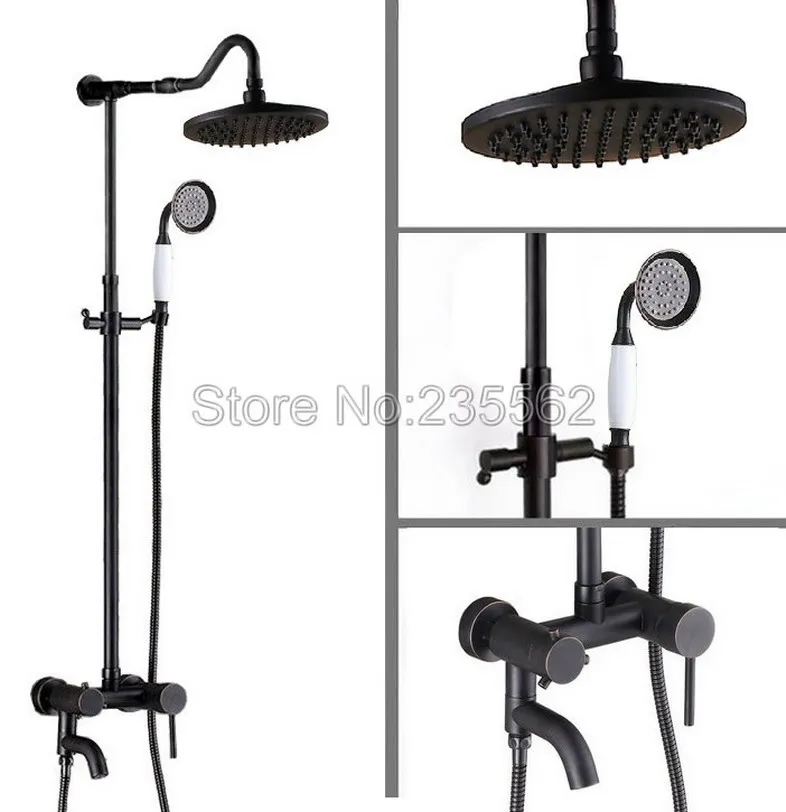 Wall Mounted Black Oil Brass 8" Bathroom Rain Shower Faucet Set with Single Handle Bathtub Mixer Shower Tap + Hand Shower lrs645
Wall Mounted Black Oil Brass 8" Bathroom Rain Shower Faucet Set with Single Handle Bathtub Mixer Shower Tap + Hand Shower lrs645