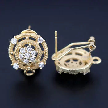 Micro Paved Zircon CZ Clip Back Earrings Post with Loop Connector Filigree Metal Findings DIY Indian Bridal Earrings Gold plated
Micro Paved Zircon CZ Clip Back Earrings Post with Loop Connector Filigree Metal Findings DIY Indian Bridal Earrings Gold plated