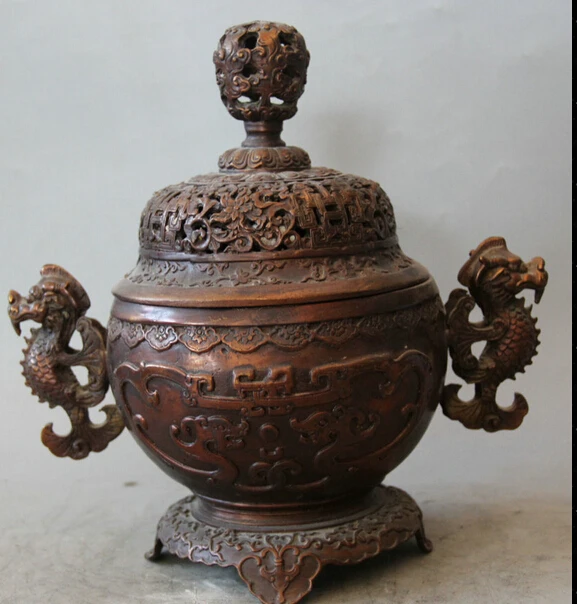 524 10" Chinese Bronze circular Dragon Beast handle flower Incense Burner Censer Discount 35%
524 10" Chinese Bronze circular Dragon Beast handle flower Incense Burner Censer Discount 35%