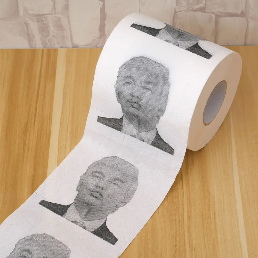 

1 Roll Donald Trump Humour Toilet Paper Roll Funny Novelty Gag Gift Dump with Trump Wedding Party Birthday Decoration