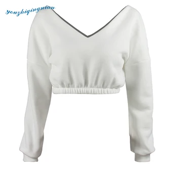2018Europe and the United States autumn winter sexy dew navel V collar and velvet hoodies women clothes
2018Europe and the United States autumn winter sexy dew navel V collar and velvet hoodies women clothes