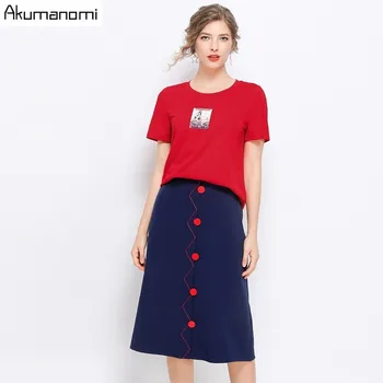 2 Piece Set Women 2019 Plus Size Summer O-Neck Short Sleeve Appliques Tshirt Solid Blue Skirt Suits Twe Piece Set Free Shipping
2 Piece Set Women 2019 Plus Size Summer O-Neck Short Sleeve Appliques Tshirt Solid Blue Skirt Suits Twe Piece Set Free Shipping