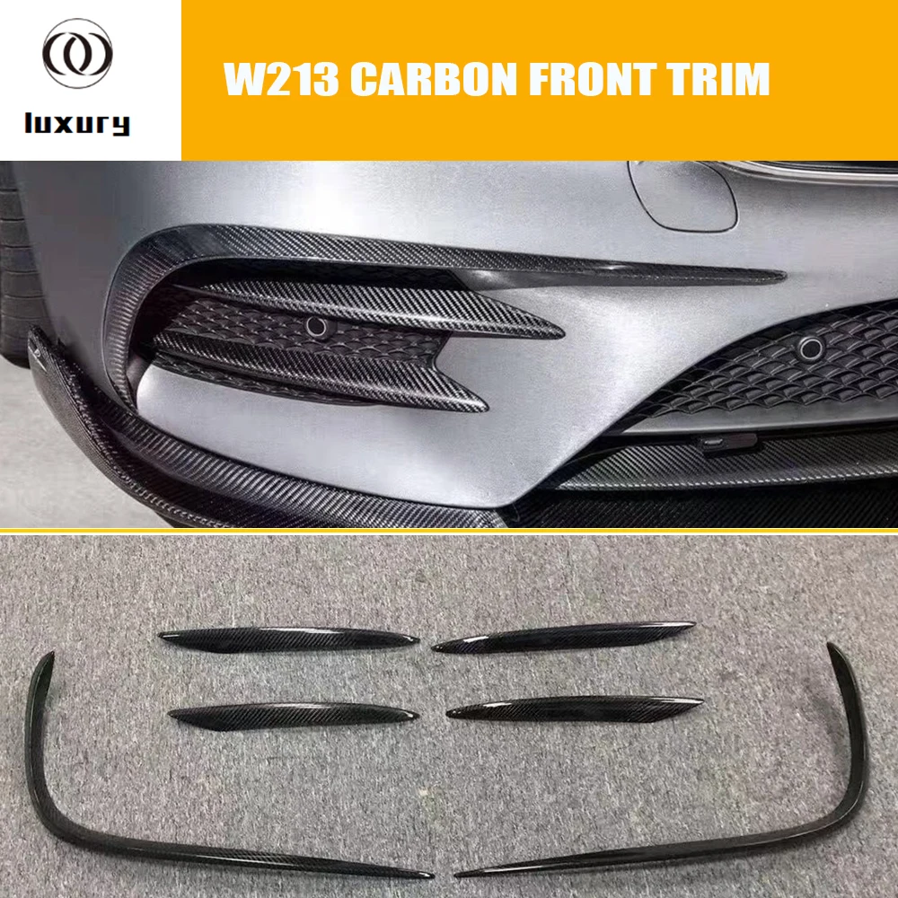 Передний бампер из углеродного волокна, противотуманная фасветильник, рамка, обшивка для Benz W213 E200 E300 E350 E43 E53 с Amg, спортивный бампер 16 - 20