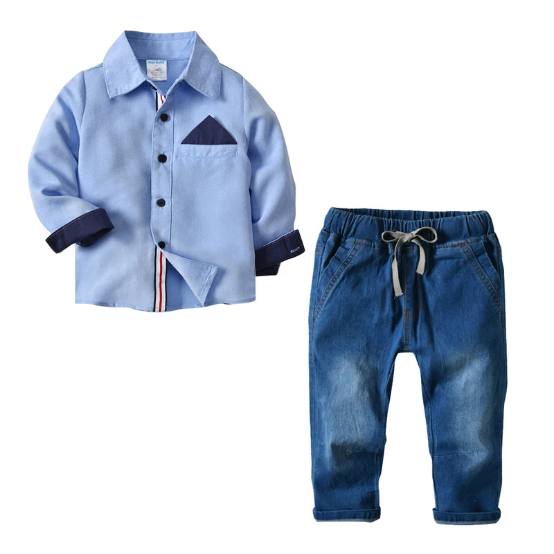 BOVURRL Spring Autumn Casual Boys Clothes Sets Cotton Solid Shirts Jeans Pants 2Pcs/set Gentleman Kids Clothes
BOVURRL Spring Autumn Casual Boys Clothes Sets Cotton Solid Shirts Jeans Pants 2Pcs/set Gentleman Kids Clothes