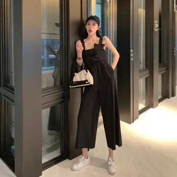 Solid Strap Bow Empire Wide Leg Jumpsuit Straight Women Sleeveless Pocket Summer Rompers Casual Loose Overalls
Solid Strap Bow Empire Wide Leg Jumpsuit Straight Women Sleeveless Pocket Summer Rompers Casual Loose Overalls
