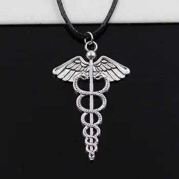 New Fashion Pendant Caduceus Medicine Symbol Necklace Choker Black Leather Cord Factory Price Handmade Jewelry
New Fashion Pendant Caduceus Medicine Symbol Necklace Choker Black Leather Cord Factory Price Handmade Jewelry