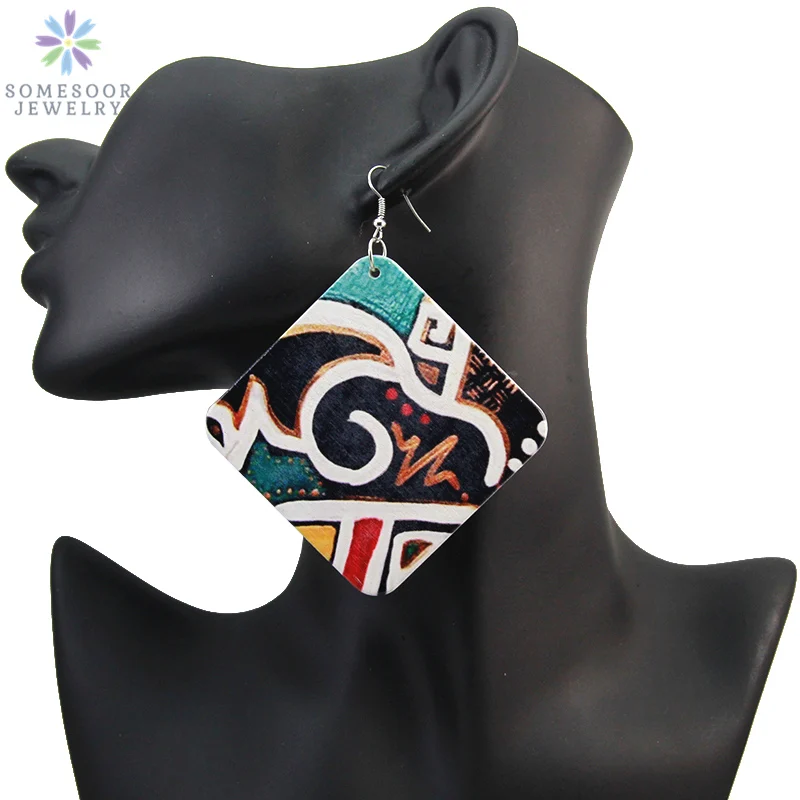 SOMESOOR 5cm Flat Ancient African Wooden Drop Earrings Afrocentric Ethnic Tribal Bohemian Printed Wood Jewelry For Black Women 
SOMESOOR 5cm Flat Ancient African Wooden Drop Earrings Afrocentric Ethnic Tribal Bohemian Printed Wood Jewelry For Black Women