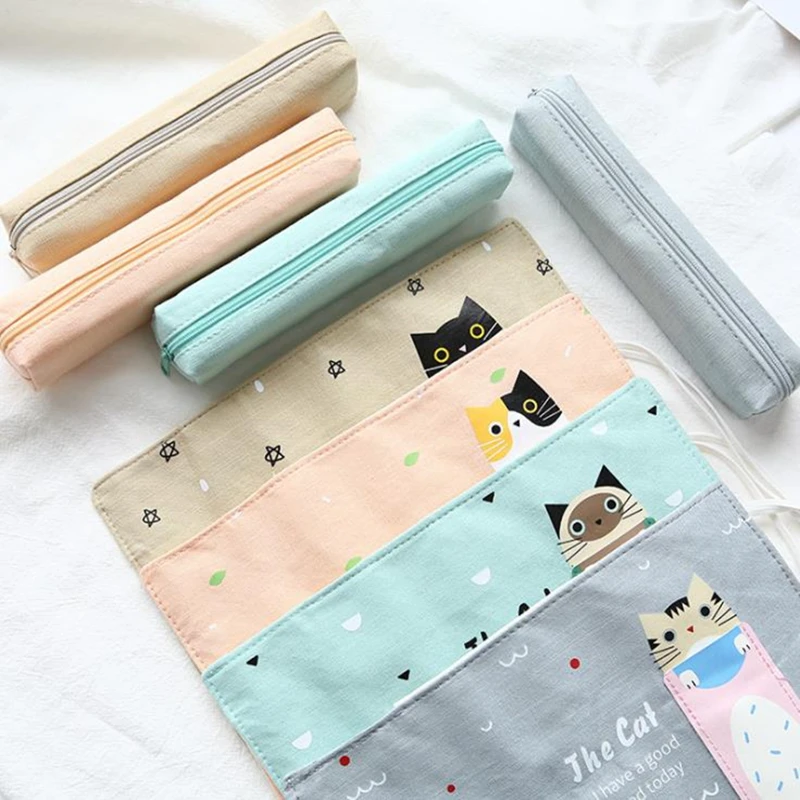 Cute Cat Roll Up Pencil Case