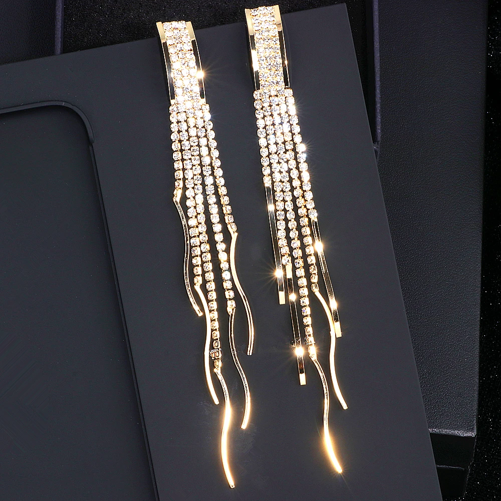 Trendy Elegant Rhinestone Long Tassel Earrings For Women Luxury Crystal Big Dangle Drop Earrings For Wedding Party Jewelry WX222
Trendy Elegant Rhinestone Long Tassel Earrings For Women Luxury Crystal Big Dangle Drop Earrings For Wedding Party Jewelry WX222