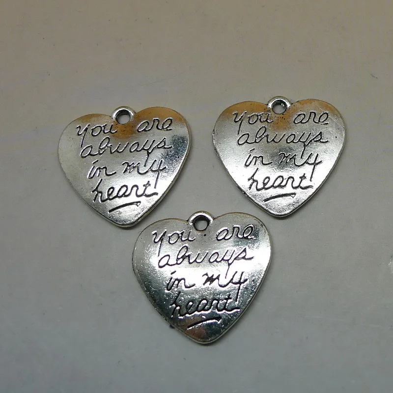 8Pcs/lot "you are always in my heart" Heart Charms 20x21mm Jewelry Accessory Findings A5582 Handmade
8Pcs/lot "you are always in my heart" Heart Charms 20x21mm Jewelry Accessory Findings A5582 Handmade