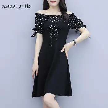 Summer Office Vintage Casual Polka Dot Patchwork Women Dress 2019 Plus Szie Black A-line Slash Neck Party Dress
Summer Office Vintage Casual Polka Dot Patchwork Women Dress 2019 Plus Szie Black A-line Slash Neck Party Dress