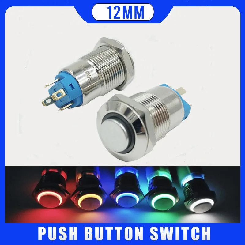 12mm Mini Metal Annular latching fixation Push Button Switch Ring LED 3V 5V 6V 12V 24V 48V 110V 220V Waterproof Car Auto Engine
12mm Mini Metal Annular latching fixation Push Button Switch Ring LED 3V 5V 6V 12V 24V 48V 110V 220V Waterproof Car Auto Engine
