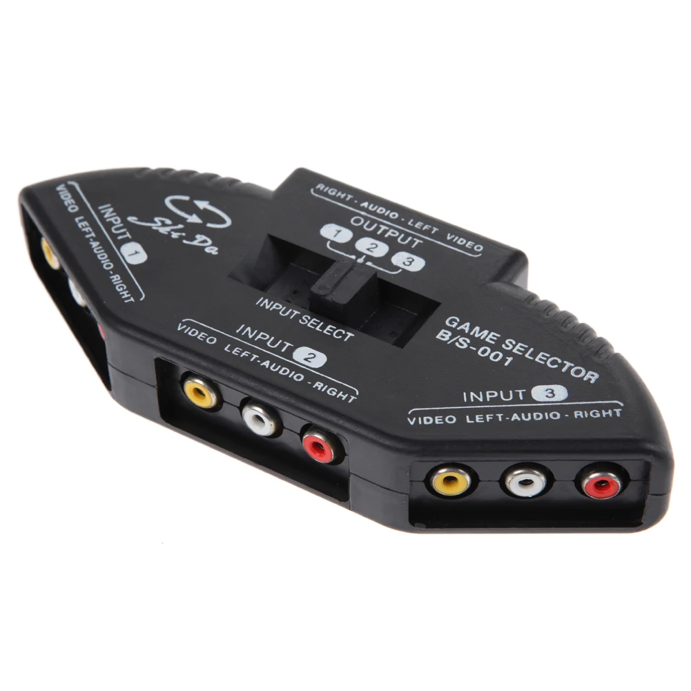 Male to male M/M RCA cable 3-Way Audio Video AV RCA Black Switch Selector Box Splitter with 3RCA Cable For XBOX/DVD/PS2
Male to male M/M RCA cable 3-Way Audio Video AV RCA Black Switch Selector Box Splitter with 3RCA Cable For XBOX/DVD/PS2