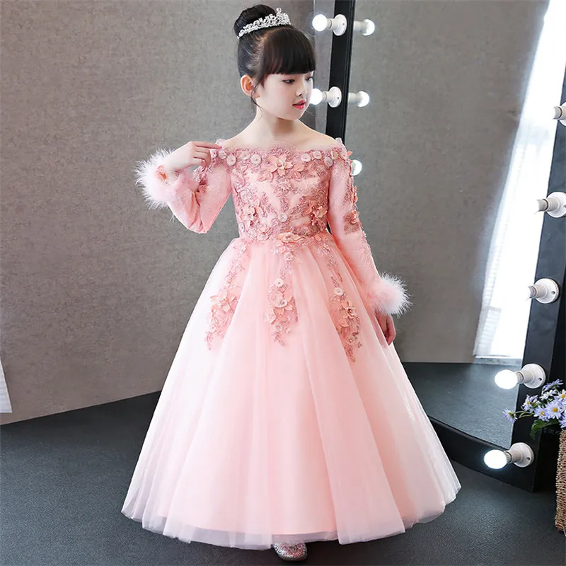 Autumn Winter Children Girls Luxury Shoulderless Collar Appliques Flowers Princess Lace Dress Kids Wedding Party Birthday Dress
Autumn Winter Children Girls Luxury Shoulderless Collar Appliques Flowers Princess Lace Dress Kids Wedding Party Birthday Dress