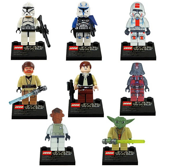 NEW hot 8pcs/set Star Wars with card Action Figures Building Blocks Bricks Compatible toys No box
