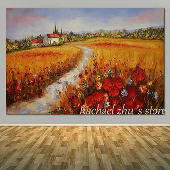 New Arrivals! Hand Painted Abstract Poppy Chalet Road Landscape Oil Painting On Canvas Wall Pictures For Living Room Home Decor
New Arrivals! Hand Painted Abstract Poppy Chalet Road Landscape Oil Painting On Canvas Wall Pictures For Living Room Home Decor
