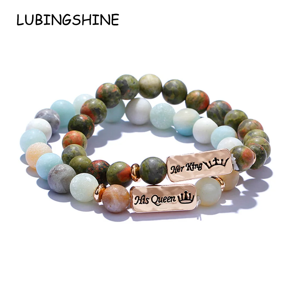 2pcs Lover Word Her King His Queen Distance Bead Bracelet &Bangles Natural Stone Charms Yoga Bracelets Men Women Engagement Gift
2pcs Lover Word Her King His Queen Distance Bead Bracelet &Bangles Natural Stone Charms Yoga Bracelets Men Women Engagement Gift