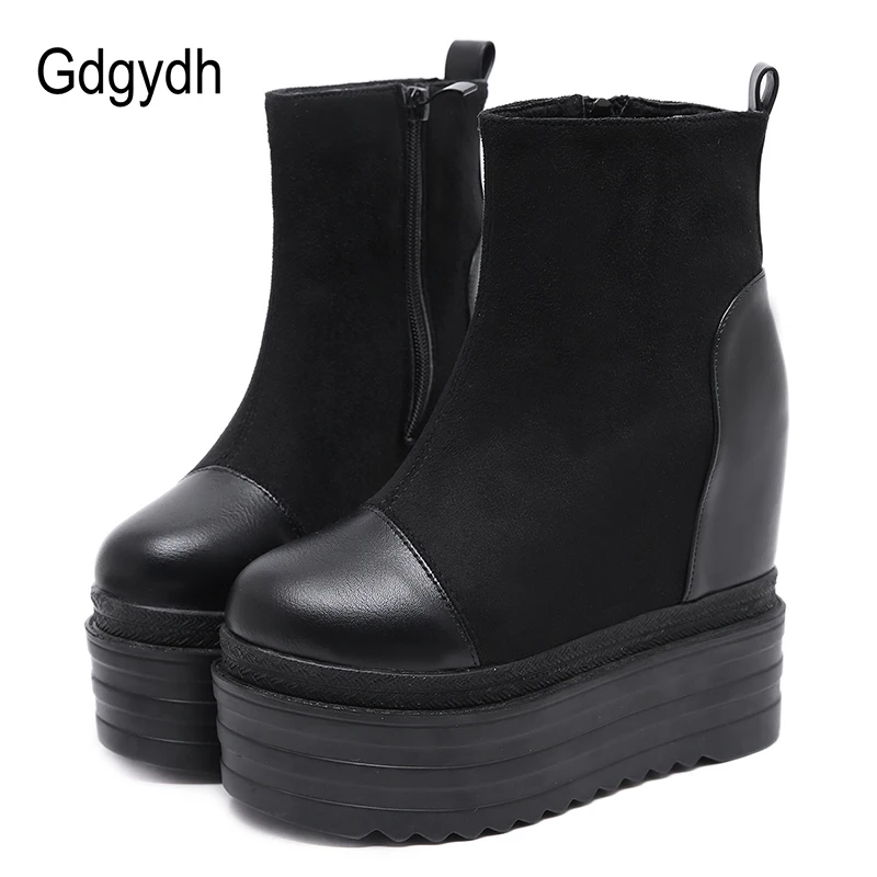 Gdgydh 2019 Autumn Wedges Platform Women Ankle Boots Round Toe PU Flock Fashion Female Boots Drop Shipping Casual Black Shoes
Gdgydh 2019 Autumn Wedges Platform Women Ankle Boots Round Toe PU Flock Fashion Female Boots Drop Shipping Casual Black Shoes
