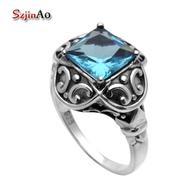 Szjinao Factory Wholesale 925 Sterling Silver Jewelry BlueAquamarine Ring Retro Square Rings for Women Wedding Band
Szjinao Factory Wholesale 925 Sterling Silver Jewelry BlueAquamarine Ring Retro Square Rings for Women Wedding Band