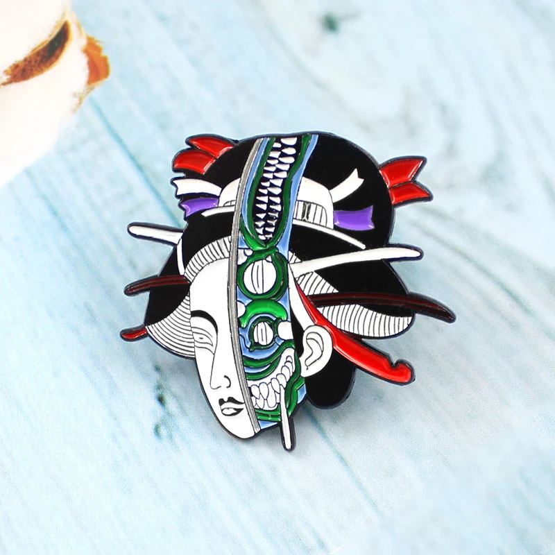 Alien Geisha Brooch Double Horror Funny Aliens Mucus Beautiful Art Woman Exotic Pin Denim Coat Cap Badge Artist Personality Gift
Alien Geisha Brooch Double Horror Funny Aliens Mucus Beautiful Art Woman Exotic Pin Denim Coat Cap Badge Artist Personality Gift
