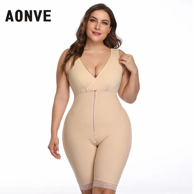 Aonve Plus Size 6XL Women Shaper Butt Lifter Bodysuits Female Body Modeling Overbust Zipper Bodysuit Corrective Underwear | Женская