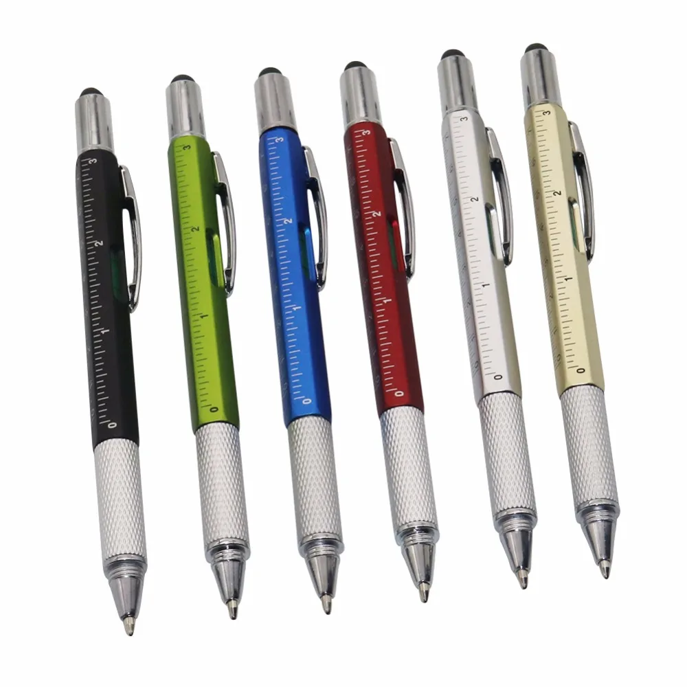 1Pcs multifunction 6 in 1 Ballpoint Pen Screwdriver Ruler Spirit Level with a top and scale Ball 0.7mm Capacitance ballpoint pen
1Pcs multifunction 6 in 1 Ballpoint Pen Screwdriver Ruler Spirit Level with a top and scale Ball 0.7mm Capacitance ballpoint pen
