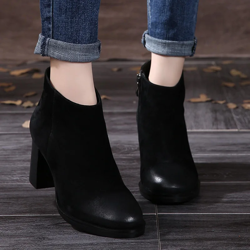 2019 New Arrival Natural Suede Women Boots Round Toes Side Zipper Block Chunky Stacked High Heel Ladies Ankle Boots Black
2019 New Arrival Natural Suede Women Boots Round Toes Side Zipper Block Chunky Stacked High Heel Ladies Ankle Boots Black