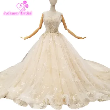 2018 Champagne Lace Sleeveless Strapless Cathedral Train Floor-length Bridal Gowns Backless Off The Shoulder Wedding Dresses
2018 Champagne Lace Sleeveless Strapless Cathedral Train Floor-length Bridal Gowns Backless Off The Shoulder Wedding Dresses