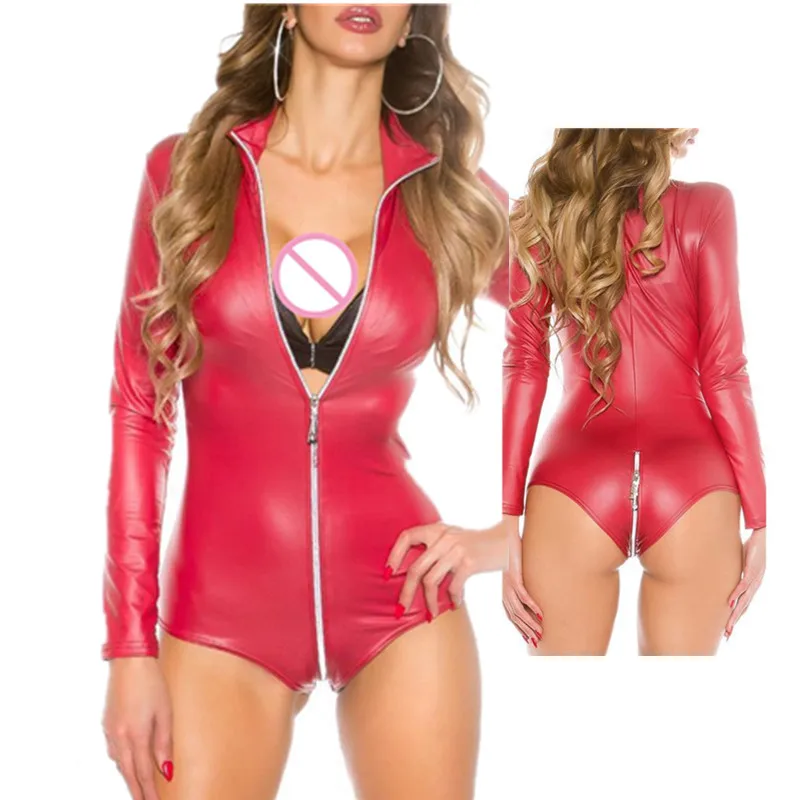 Sexy Zipper Faux Leather Bodysuit Stretch Spandex Latex Catsuit Cat Women Fetish PVC Teddy Lingerie Erotic Clubwear Costume
Sexy Zipper Faux Leather Bodysuit Stretch Spandex Latex Catsuit Cat Women Fetish PVC Teddy Lingerie Erotic Clubwear Costume
