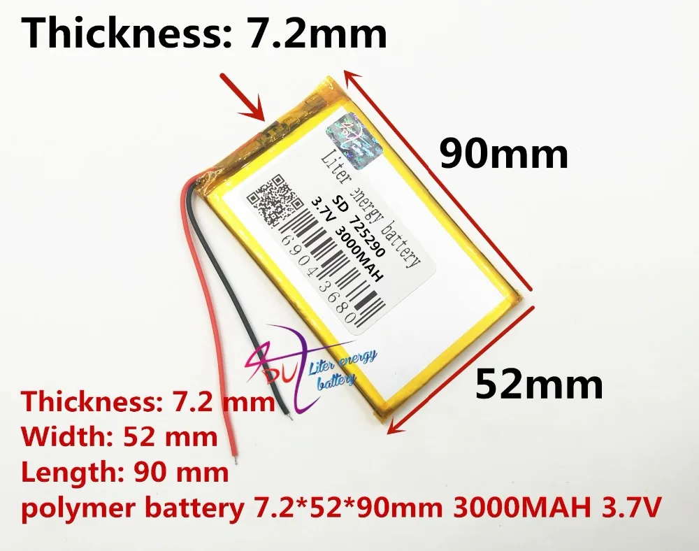 725290 3.7V 3000mah 705090 Lithium polymer Battery with protection board For PDA Tablet PC Digital Product Free Shipping | Электроника