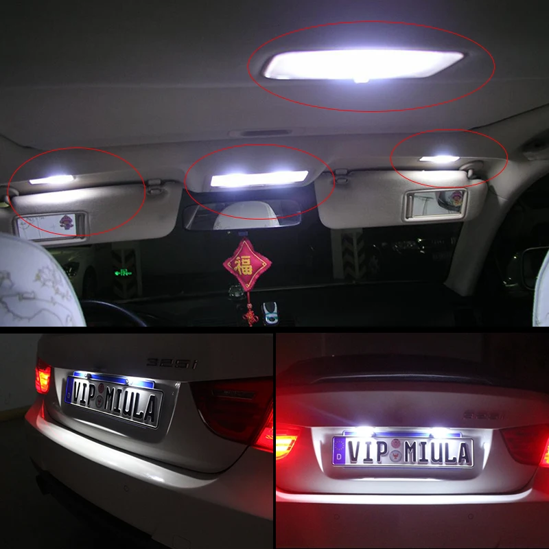 2x6000K Licese номерной знак лампа Canbus 39 мм светодиодный для BMW 3 5 серии E36 E46 E34 E39 E60 X5 E53(00