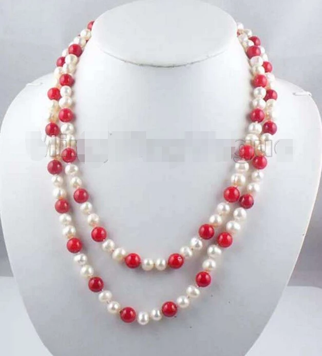 shipping Sales 6-7mm round white pearl & 8mm red coral alloy clasp 45" necklace_PEN25
shipping Sales 6-7mm round white pearl & 8mm red coral alloy clasp 45" necklace_PEN25
