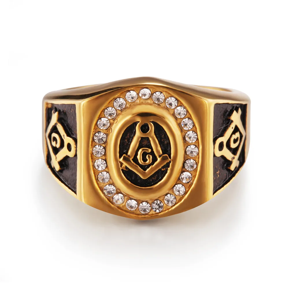 US size 7 to 13 New Cool Mens Gold with AAA+ zircon Free Mason Freemasonry Masonic Ring 316L Stainless Steel Band Ring
US size 7 to 13 New Cool Mens Gold with AAA+ zircon Free Mason Freemasonry Masonic Ring 316L Stainless Steel Band Ring