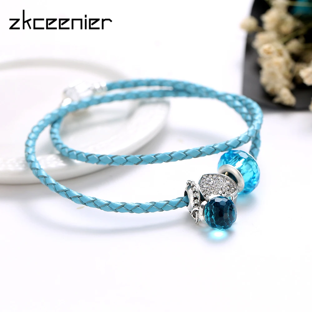ZKCEENIER Romantic Blue Water Drop Leather Bracelets Fit Diy Snake Chain Brand Charm Bracelets&Bangles for Women Jewelry Gifts
ZKCEENIER Romantic Blue Water Drop Leather Bracelets Fit Diy Snake Chain Brand Charm Bracelets&Bangles for Women Jewelry Gifts