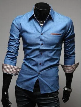 Men Camisa Jeans Denim Cotton Turn-down Collar Pockets Long Sleeve Shirt Dark Blue Light Blue M-XXL 1 Piece Retail MB0007
Men Camisa Jeans Denim Cotton Turn-down Collar Pockets Long Sleeve Shirt Dark Blue Light Blue M-XXL 1 Piece Retail MB0007