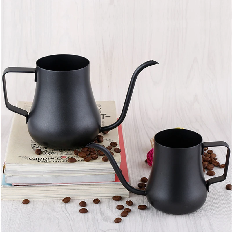 Image Fantastic Kitchen Milk Frothing Jug Swan Neck Drip Coffee Tea Pot Teflon Coating Stainless Steel Gooseneck Drip Kettle 350 600ml