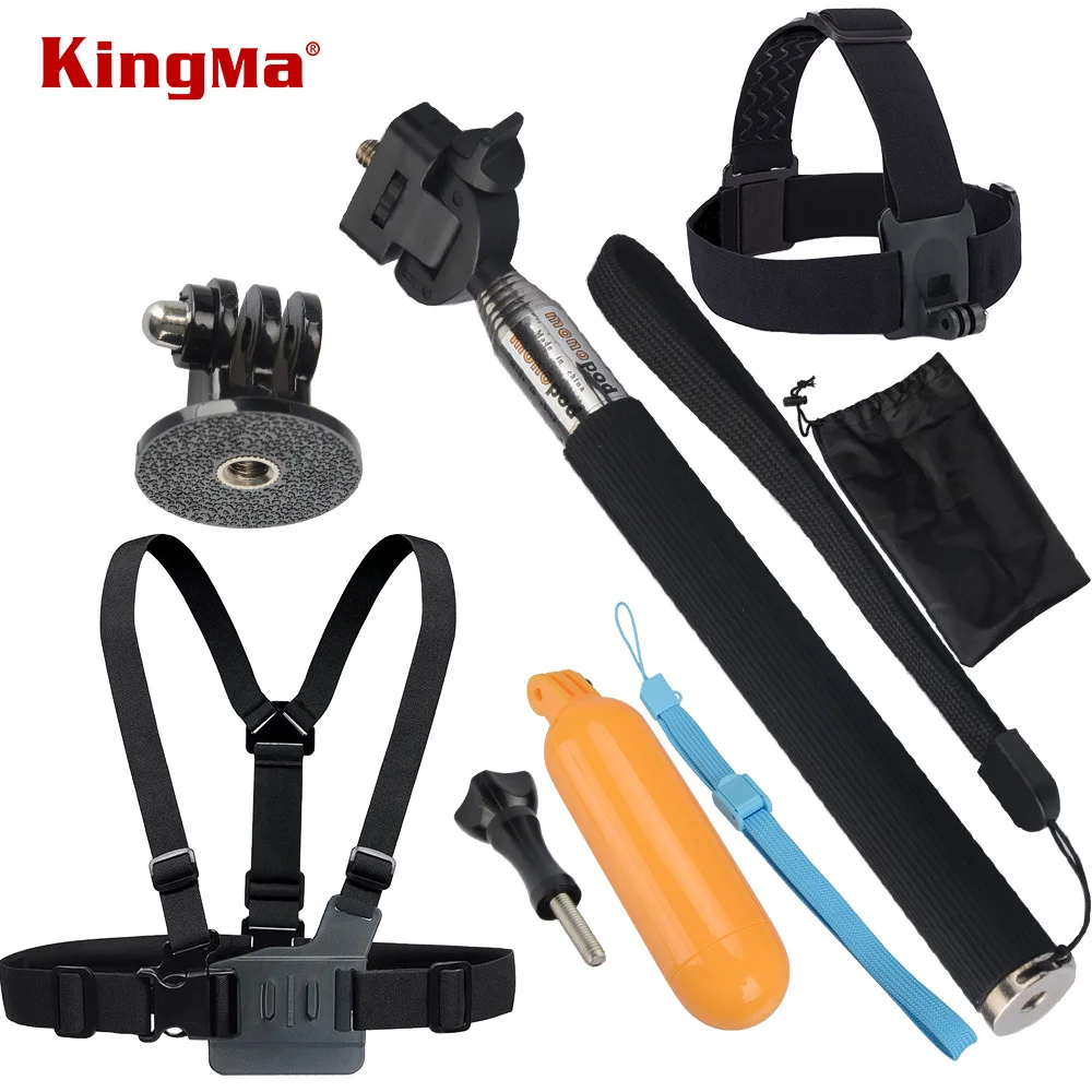 

KingMa Monopod Tripod Mount Adapter + Float Bobber Handheld Stick + Chest Belt + Head Strap For Gopro Hero4/3 SJ4000 Accessories