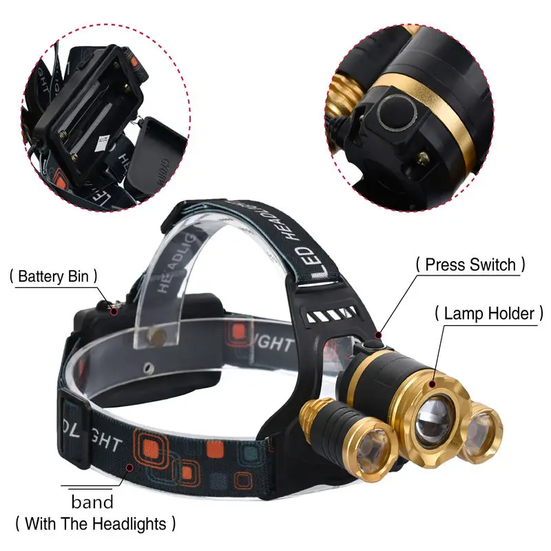 10000LM LED Head Lamp Cree XML 3T6 Front HeadLamp Torch 18650 Rechargeable Fishing Hunting Flashlight Headlight Outdoor Lighting (34)