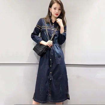 Spring Women Dresses 2018 New Long-sleeved Single-breasted Female Denim Dress Temperament Was Thin Medium Long Women Dress Xy30
Spring Women Dresses 2018 New Long-sleeved Single-breasted Female Denim Dress Temperament Was Thin Medium Long Women Dress Xy30