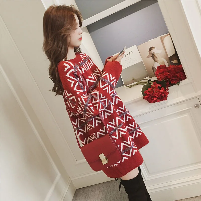 Autumn Winter Women Pullover Sweater Dress Fashion Argyle Sequins Long Sweater Female Warm Oversize Knitted Sweater Dress
Autumn Winter Women Pullover Sweater Dress Fashion Argyle Sequins Long Sweater Female Warm Oversize Knitted Sweater Dress