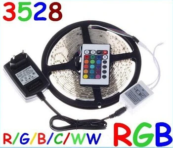 5M Waterproof LED Strip SMD 3528 Red/Blue/Green RGB LED Strip Light Tape 300Leds Power Adapter Remote Controller use directly
5M Waterproof LED Strip SMD 3528 Red/Blue/Green RGB LED Strip Light Tape 300Leds Power Adapter Remote Controller use directly