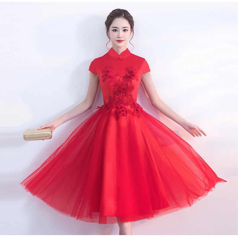 2018 Red Lace Qipao Modern Cheongsam Short Traditional Chinese Evening Dresses Robe Oriental Chinees Jurkje Boocre
2018 Red Lace Qipao Modern Cheongsam Short Traditional Chinese Evening Dresses Robe Oriental Chinees Jurkje Boocre